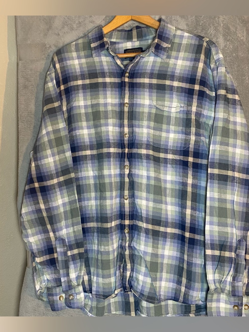 Pendleton Linen Blend Plaid Flannel Button-Up Shirt uLong Sleeve size XXL Casua